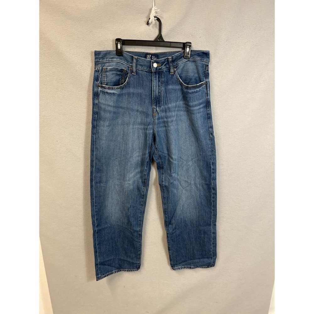 Gap Jeans Mens 34x30 Blue Denim Super Soft Light Wash Relaxed Fit Straight‎ Leg